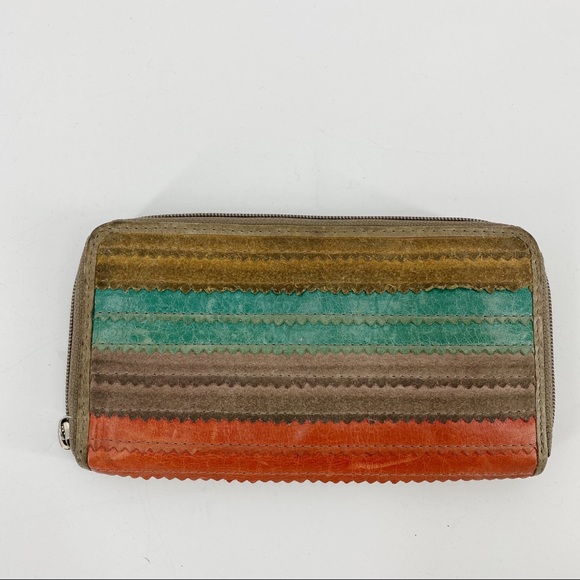 Fossil leather multicolor striped wallet